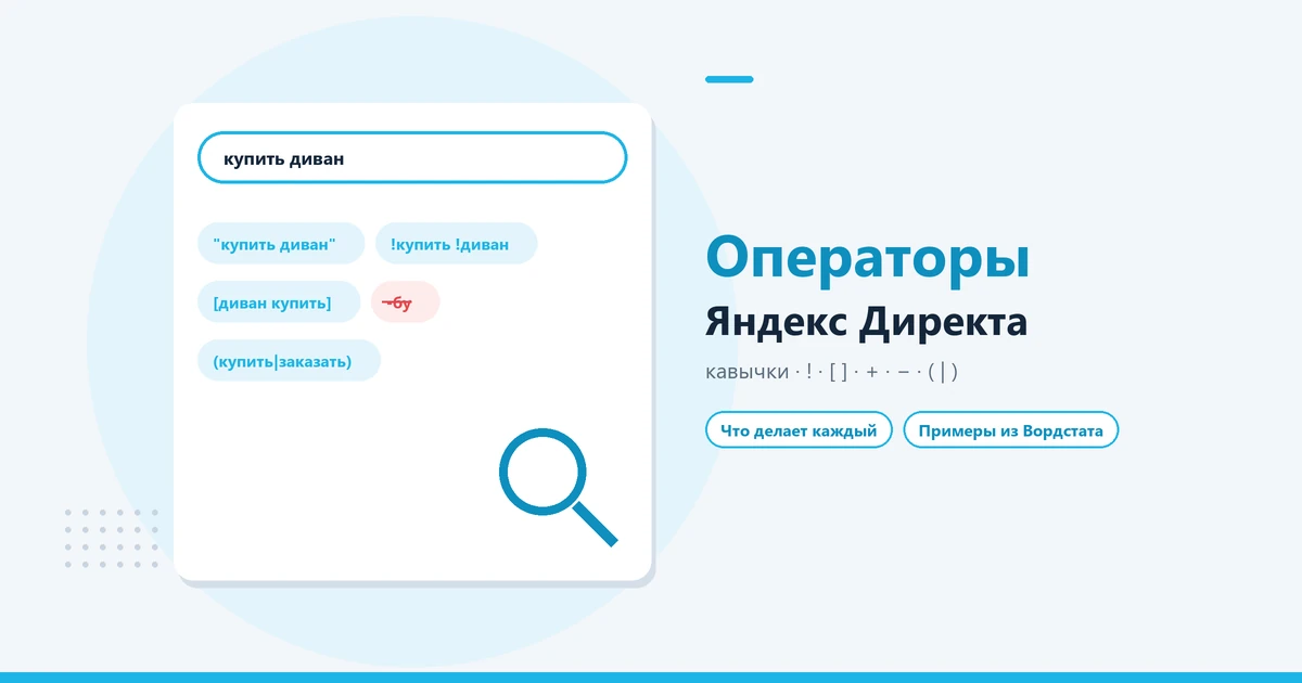 Операторы Яндекс Директа: кавычки, !, [ ], +, минус и скобки